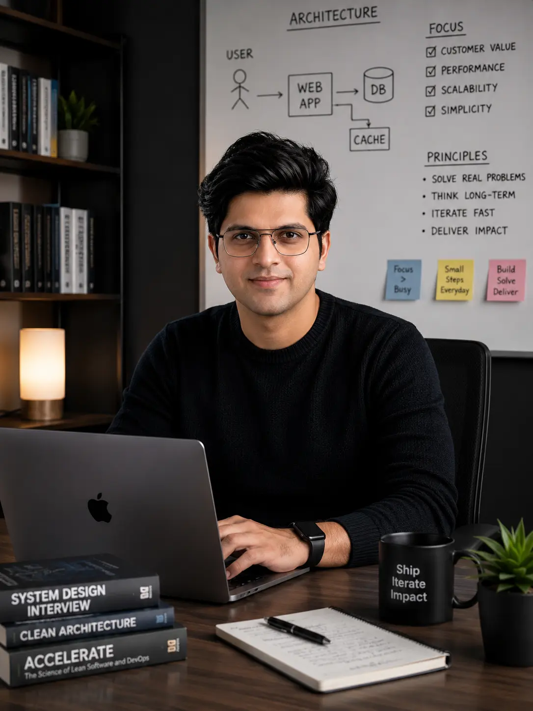 Modern engineering workspace with dual monitors